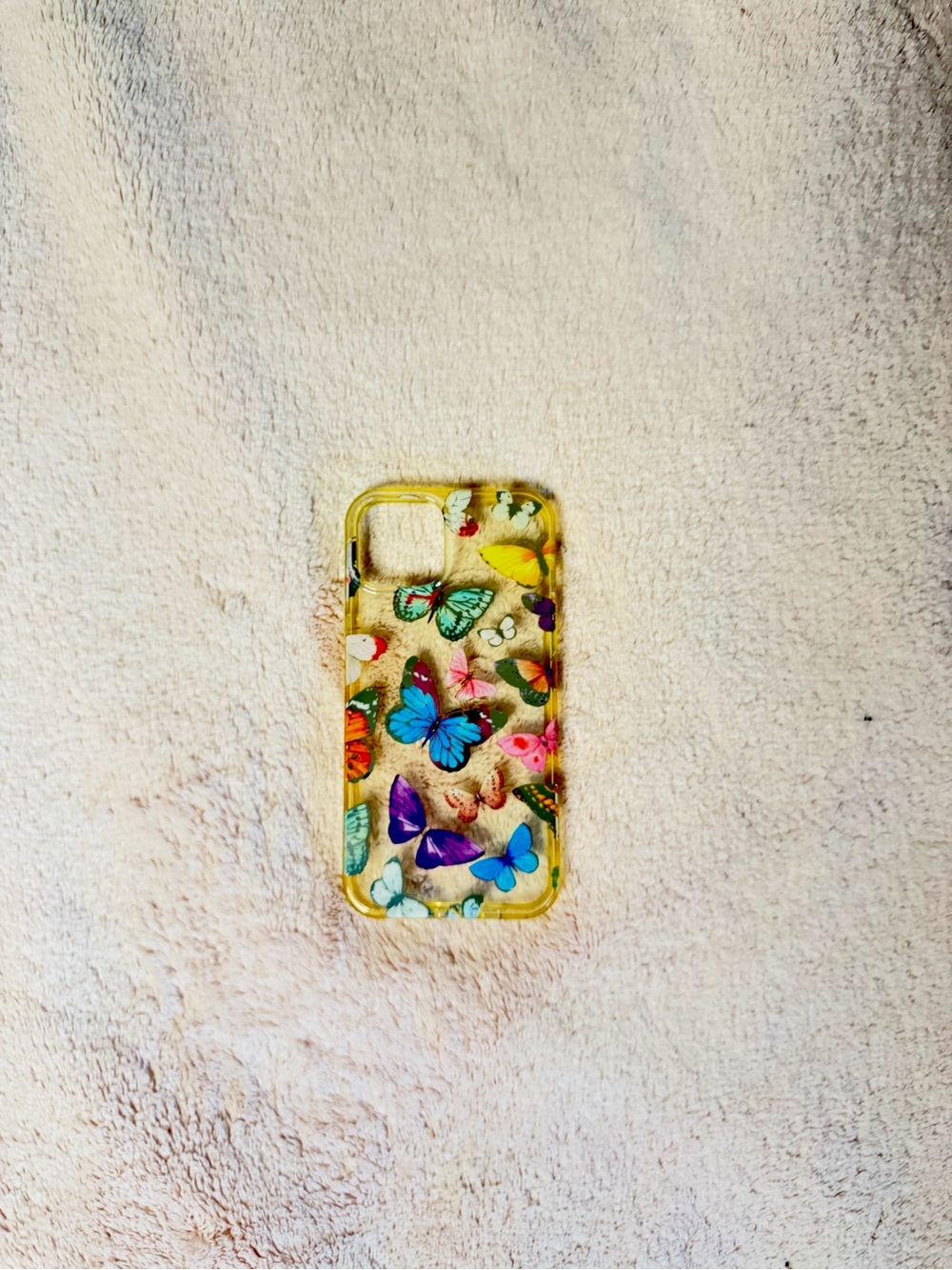 Butterfly Print Yellow Clear Phone Case - Unbranded